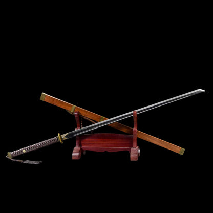 Yanyue Ming Dynasty Official Saber Replica, Full Tang High‑Manganese Steel Sharp Blade, Single Fuller Groove, Dragon‑Phoenix Sandalwood Scabbard & Cord‑Wrapped Handle, Historical Decorative Replica