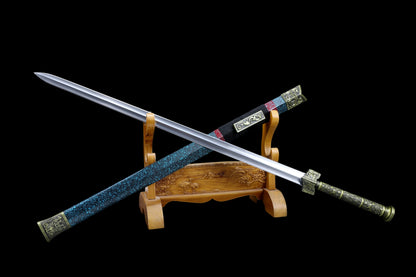 Golden Crow Han Sword, Full Tang Construction, High Manganese Steel Blade, Double Groove Blade, Sharp Edge, Antique Bronze Golden Crow Alloy Fittings, Painted Solid Wood Scabbard, Collectible Decorative Chinese Sword