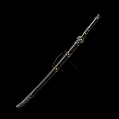 Luoying Ding Baiying Yanling Dao, Full Tang Sharp Blade, High‑Manganese Steel, Premium Dragon‑Phoenix Hardwood Handle & Scabbard, Movie Replica Wuxia Collectible Sword