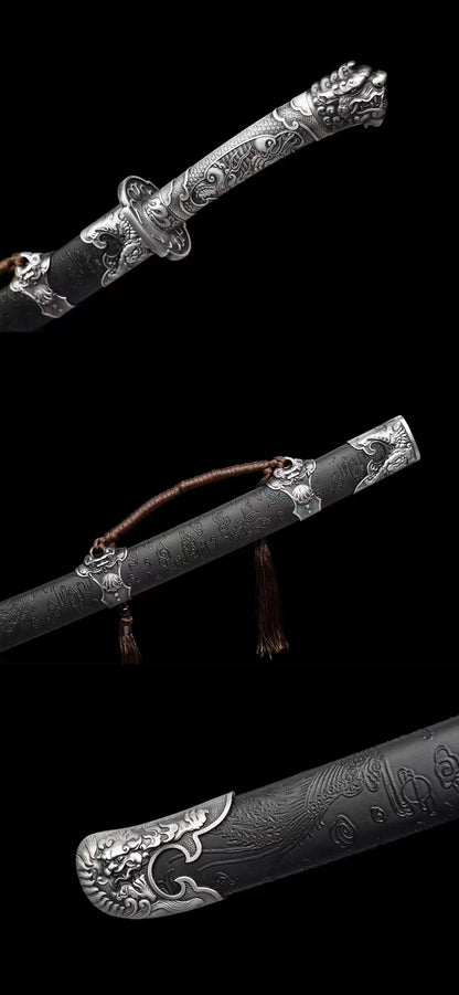 Dragon carving waist knife lion king knife狮王浮龙雁翎刀