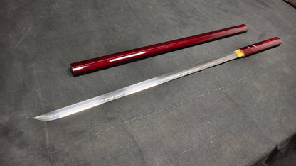 red stick（Medium carbon steel, clay-covered burnt blade）katana ，red，Ninja Sword