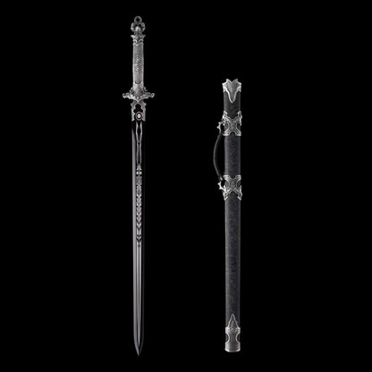 Xuan‑Lin Imperial Qilin Jian, Full Tang Construction, Sharp Blade, Forged High Manganese Steel, Alloy Fittings, One‑Piece Alloy Handle, Solid Wood Artificial Leather Wrapped Scabbard, Historical Collectible Chinese Sword