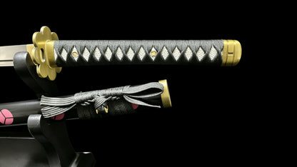One Piece Zoro Shusui Sword, Full Tang Forged 60Si2CrA Spring Steel, Sharp Blade