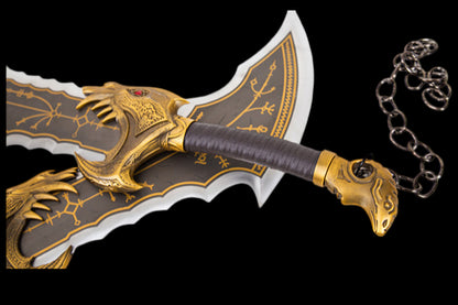 God of War 5: Blades of Chaos — Kratos' Dual-Bladed Chain Swords (Stainless Steel) — Blunt/Unsharpened