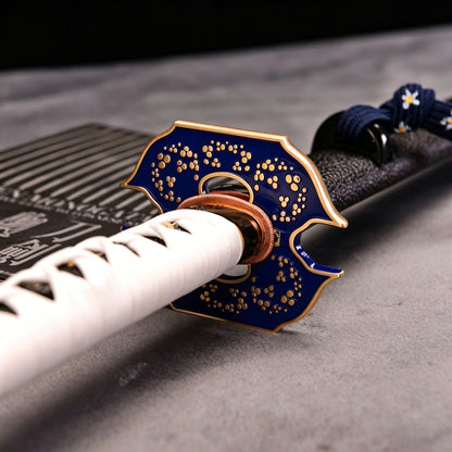 Yamato Katana, Devil May Cry 5 Vergil Sword, Full Tang Forged T10 High Carbon Steel, Mirror Polished Sharp Blade, Copper Fittings, Real Habaki