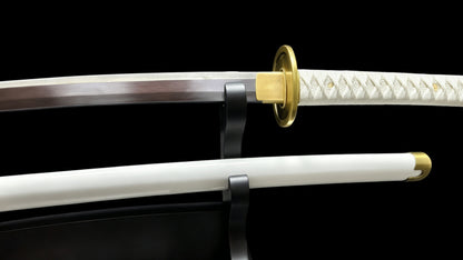 One Piece Zoro Wado Ichimonji Katana Sword, Full Tang Forged 5160 Spring Steel, Sharp Blade