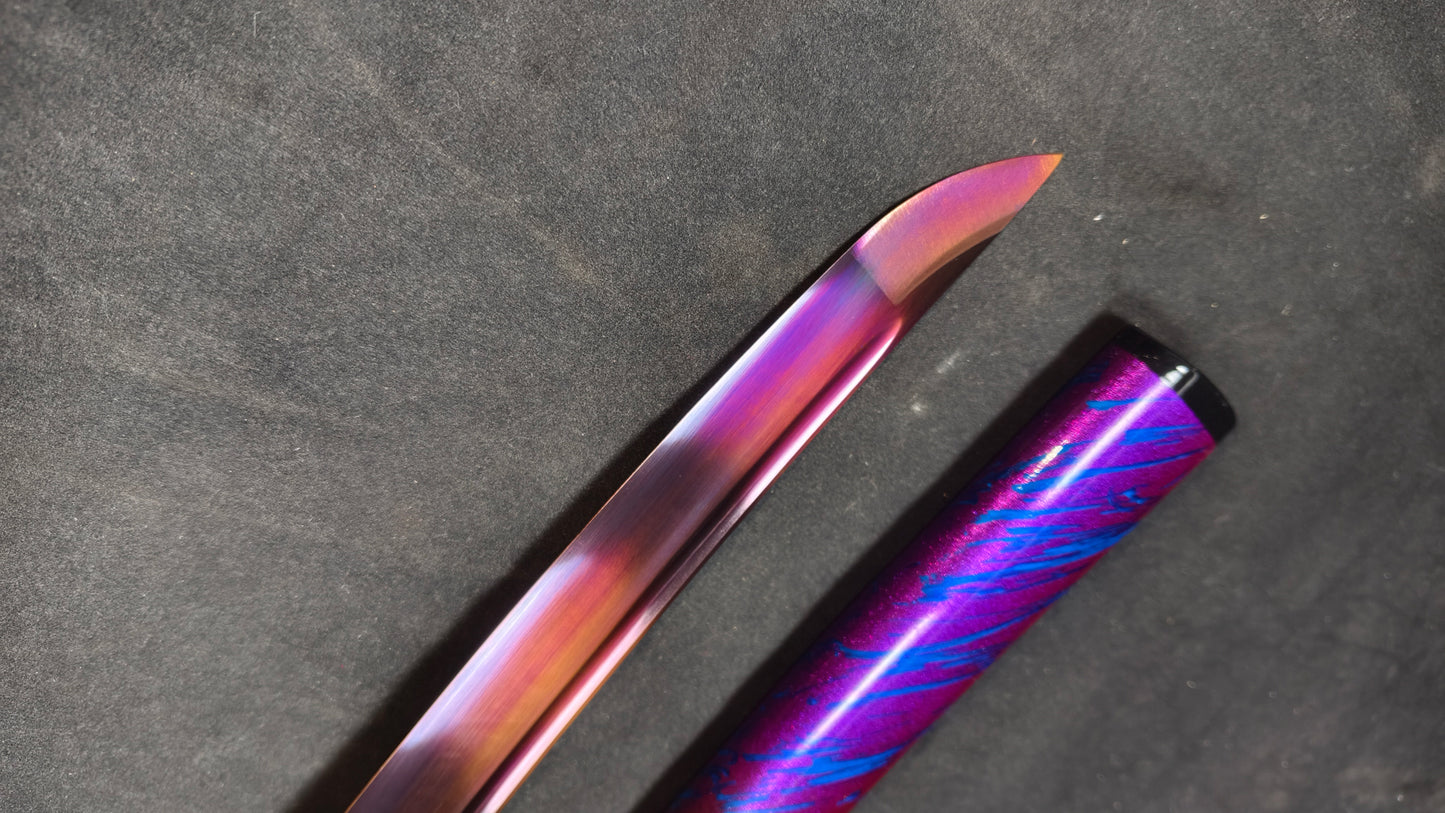 Phantom Assassin，Medium carbon steel (fire-quenched purple blade),katana ,short knife