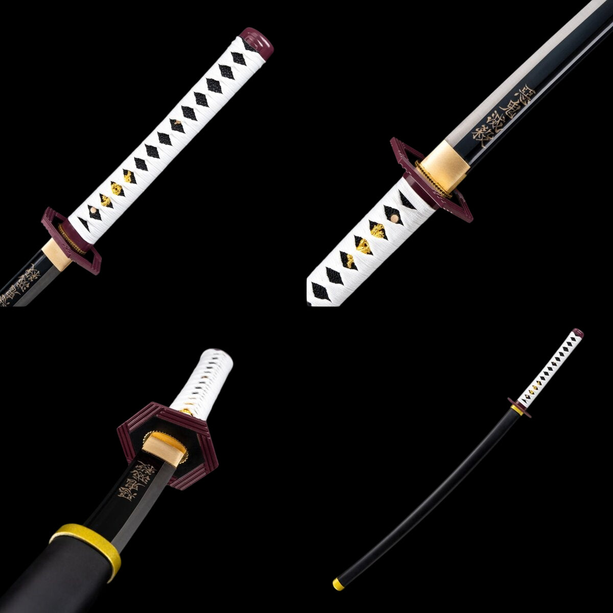 Demon Slayer Giyuu Tomioka Nichirin Sword, Full Tang Forged 1095 High Carbon Steel, Black Blade Version, Sharp Blade