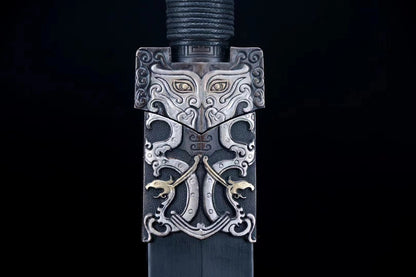 Pattern steel forging process 羽毛纹双龙汉剑