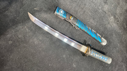 （Pattern steel quenched blue）katana,short knife