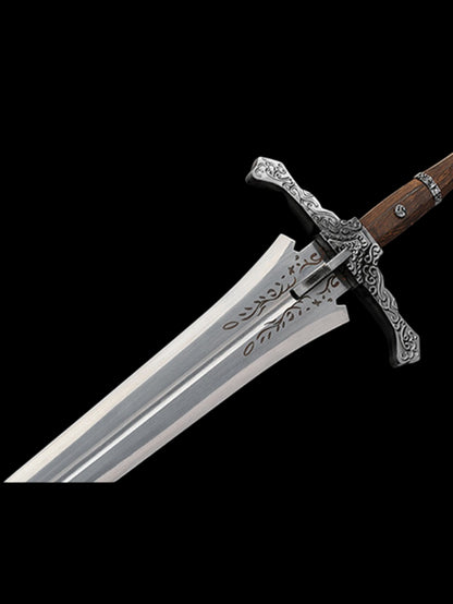 Elden Ring Knight Greatsword & Straight Sword Stainless Steel Replica, Unsharpened Cosplay Weapon for Display & Collection