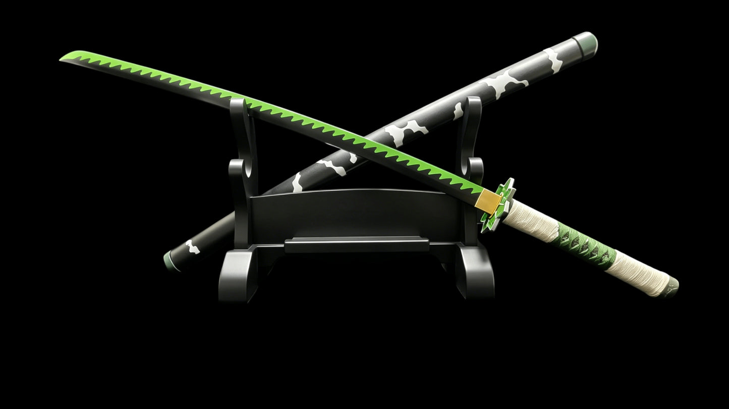 Demon Slayer Sanemi Shinazugawa Nichirin Sword, Full Tang Forged 5160 Spring Steel, Sharp Blade