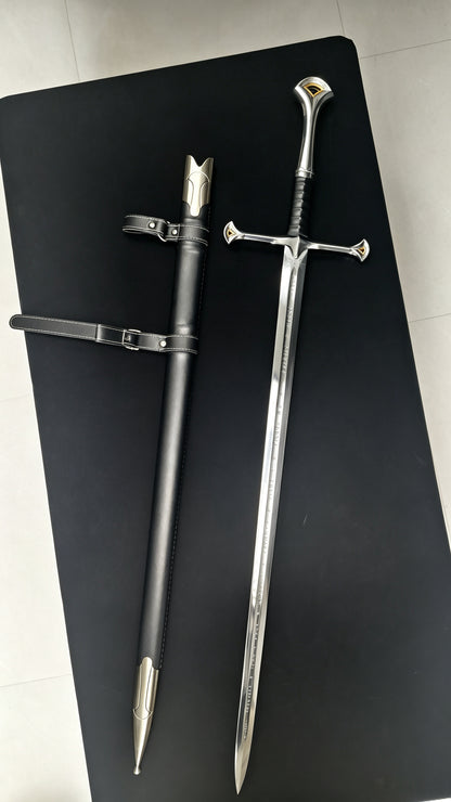 Lord of the Rings Aragorn Narsil Sword, Full Tang 65 Manganese Steel Forged Sharp Blade, High-Gloss Stainless Steel Fittings Real Sword