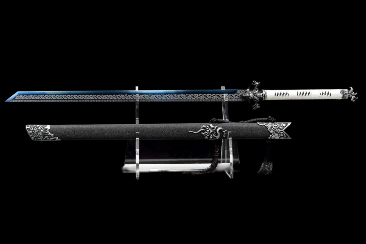 Dragon Roar Mystic Scale, High Manganese Steel Blue Blade, Alloy Dragon Fittings, Full Tang Construction, Sharp Edge, Collectible Decorative Sword