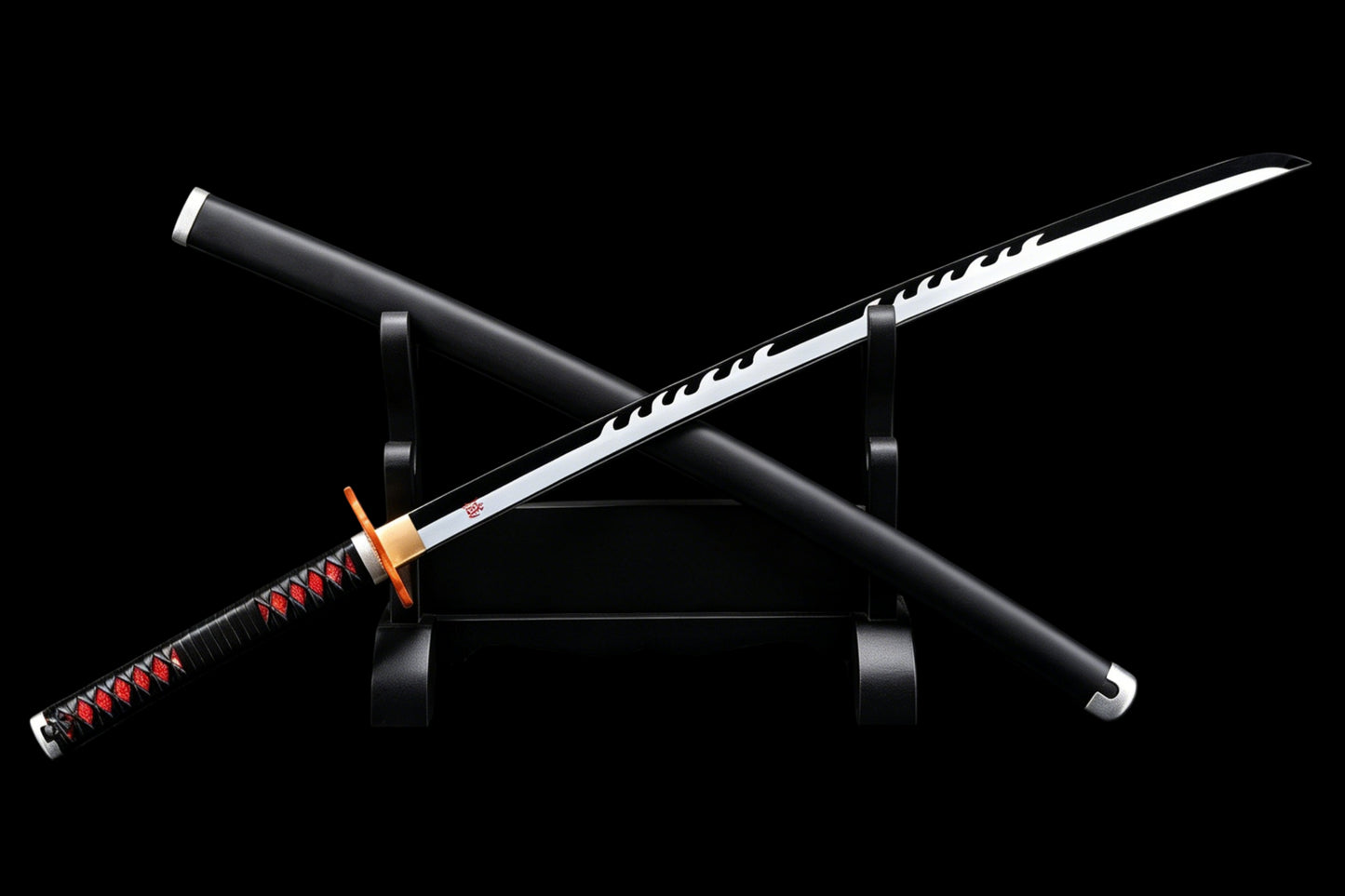 Demon Slayer Tanjiro Kamado Hinokami Kagura Nichirin Sword, Full Tang Forged 1095 High Carbon Steel, Sharp Blade