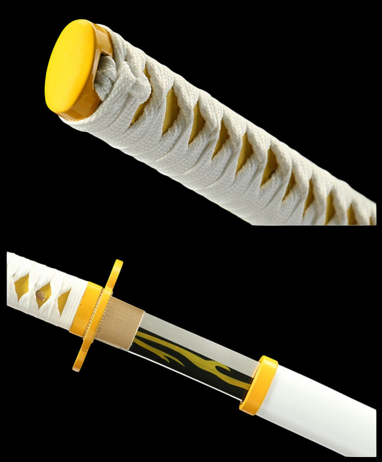 Demon Slayer Zenitsu Agatsuma Nichirin Sword, Full Tang Forged 1095 High Carbon Steel, Sharp Blade