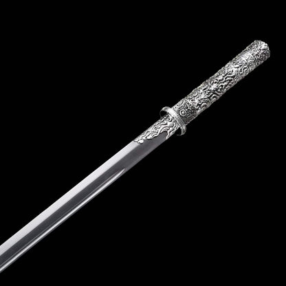 Lie‑Kong Tang Dao, Full Tang Construction, Sharp Blade, High‑Manganese Steel With Single Fuller, Alloy Fittings, Premium Dragon‑Phoenix Hardwood Scabbard, Historical Replica Collectible Sword