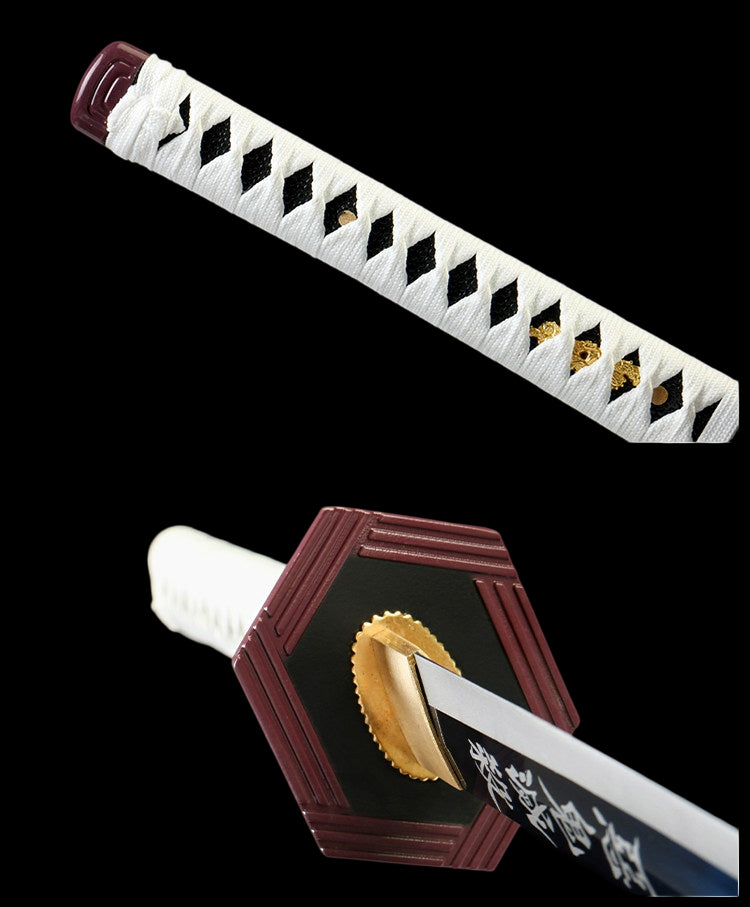 Demon Slayer Giyuu Tomioka Nichirin Sword, Full Tang Forged 1095 High Carbon Steel, Sharp Blade