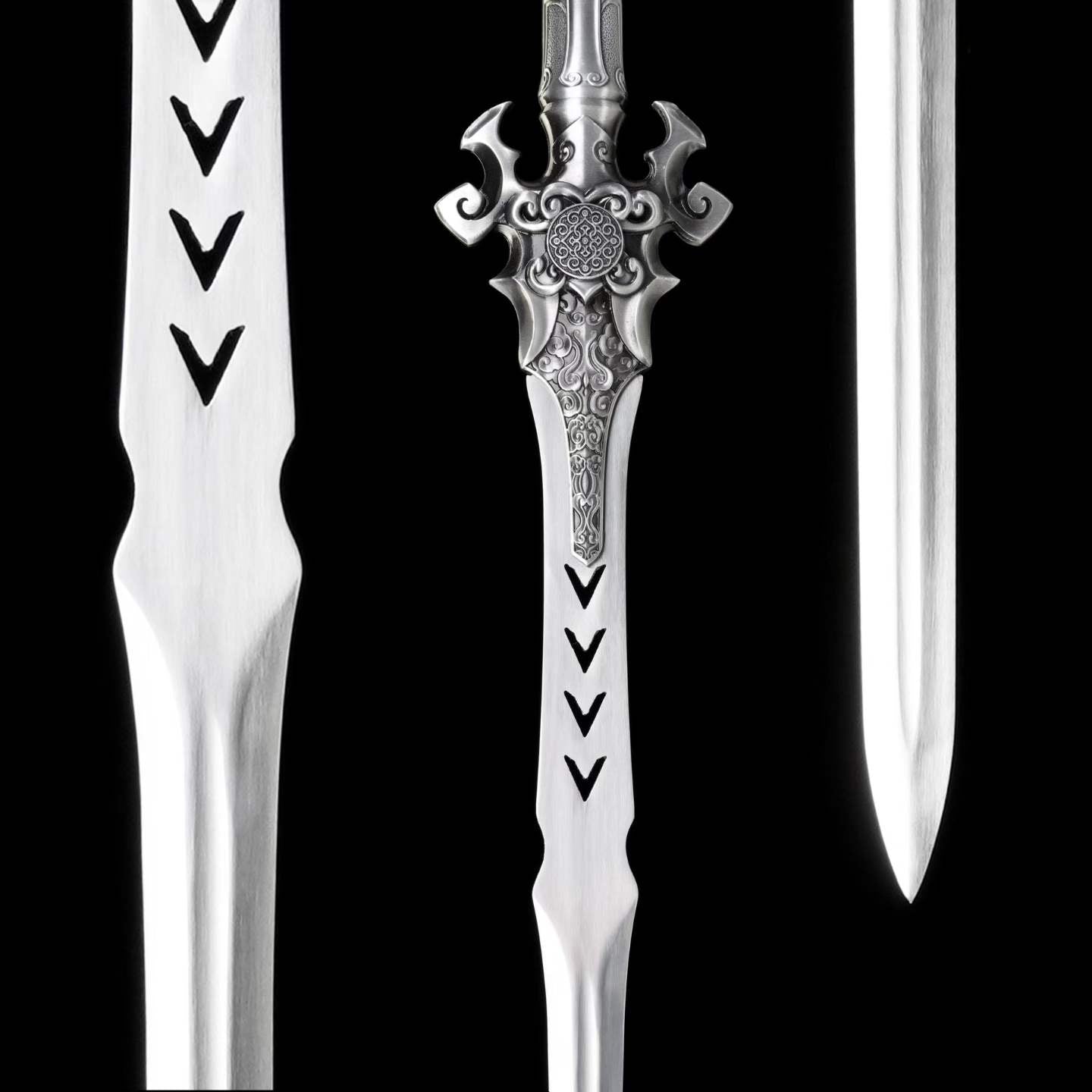 Full Tang Demon Sword Supreme Fantasy Replica, Sharp Blade, High‑Manganese Steel Blade, Alloy Metal Handle, Solid Wood Artificial Leather Scabbard, Fantasy Decorative Collectible Sword
