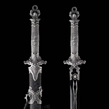 Xuan‑Lin Imperial Qilin Jian, Full Tang Construction, Sharp Blade, Forged High Manganese Steel, Alloy Fittings, One‑Piece Alloy Handle, Solid Wood Artificial Leather Wrapped Scabbard, Historical Collectible Chinese Sword