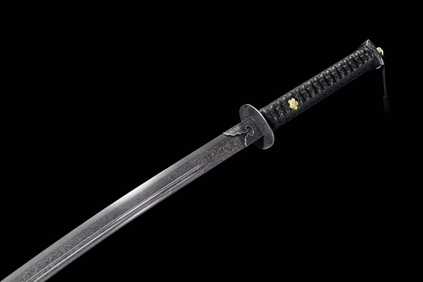 Zhen‑Yuan Ming Official Dao, Full Tang Construction, Sharp Blade, Forged Damascus Steel, Dual Fuller, Dragon‑Phoenix Hardwood Cord‑Wrapped Handle And Scabbard, Historical Replica Collectible Sword