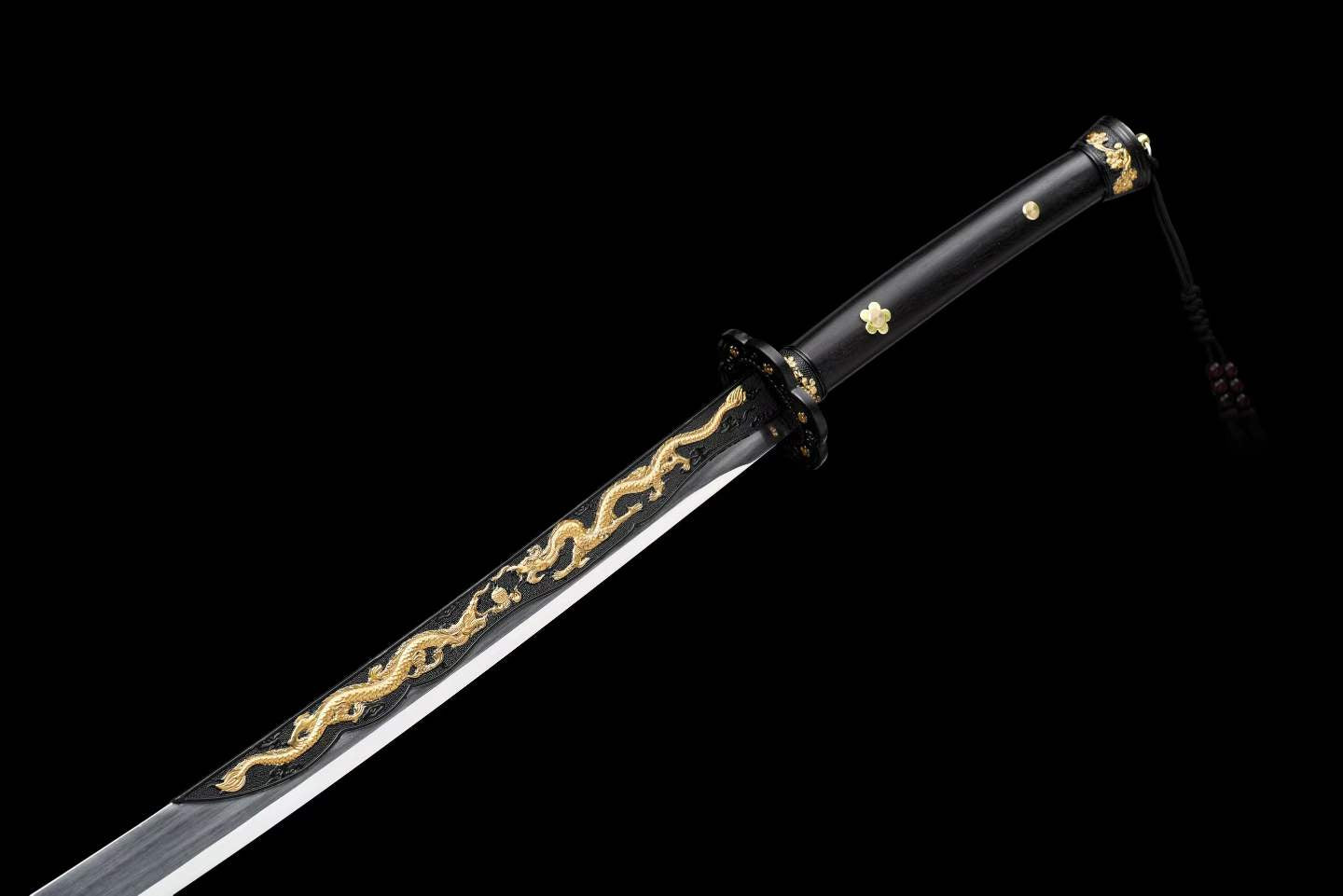 Integrated Full Tang High Manganese Steel Forged Jinyiwei Saber with Dragon Pattern Blade, Collectible Display Ornament