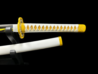 Demon Slayer Zenitsu Agatsuma Nichirin Sword, Full Tang Forged 5160 Spring Steel, Sharp Blade