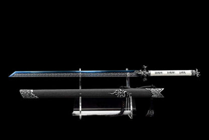 Dragon Roar Mystic Scale, High Manganese Steel Blue Blade, Alloy Dragon Fittings, Full Tang Construction, Sharp Edge, Collectible Decorative Sword