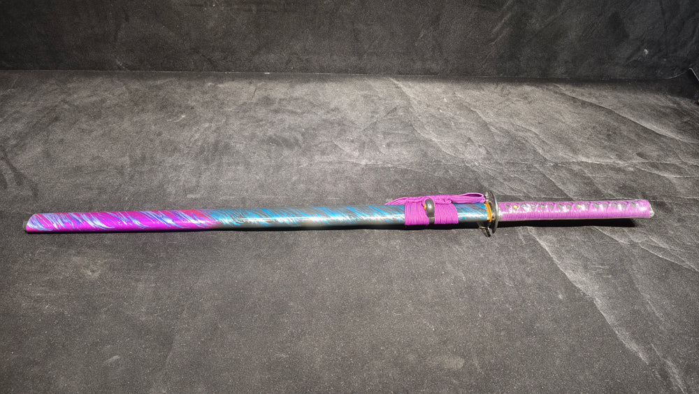 T10 (covering the soil and burning the blade to form wavy patterns) Ninja Sword， Carved dragon patter，katanan，Straight knife