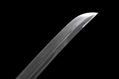 Full Tang Golden Talisman Saber, Hand Carved Two-Tone Copper Fittings, Solid Wood Handle Wrapped with Cord, Damascus Steel Sharp Edge, Pure Copper Wrapped Solid Wood Scabbard, Chinese Collectible Sword