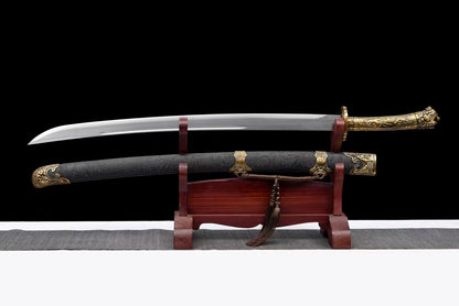 Carved ancient dragon waist knife lion king knife integrated handle金焱