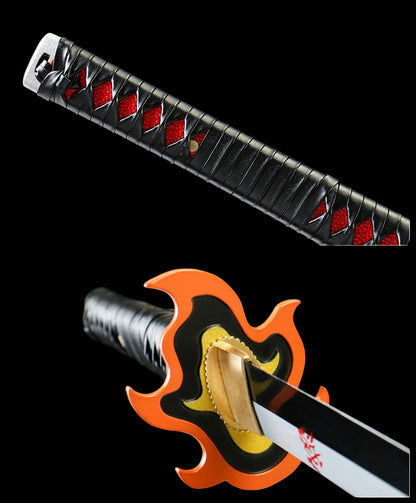 Demon Slayer Tanjiro Kamado Hinokami Kagura Nichirin Sword, Full Tang Forged 1095 High Carbon Steel, Sharp Blade