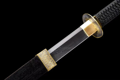 Tang Dao [Black] Patterned Steel Forging Process铜装唐刀【黑色款】