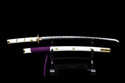 Nidai Kitetsu Katana, One Piece Roronoa Zoro Sword, Full Tang 1095 High Carbon Steel Forged Sharp Blade