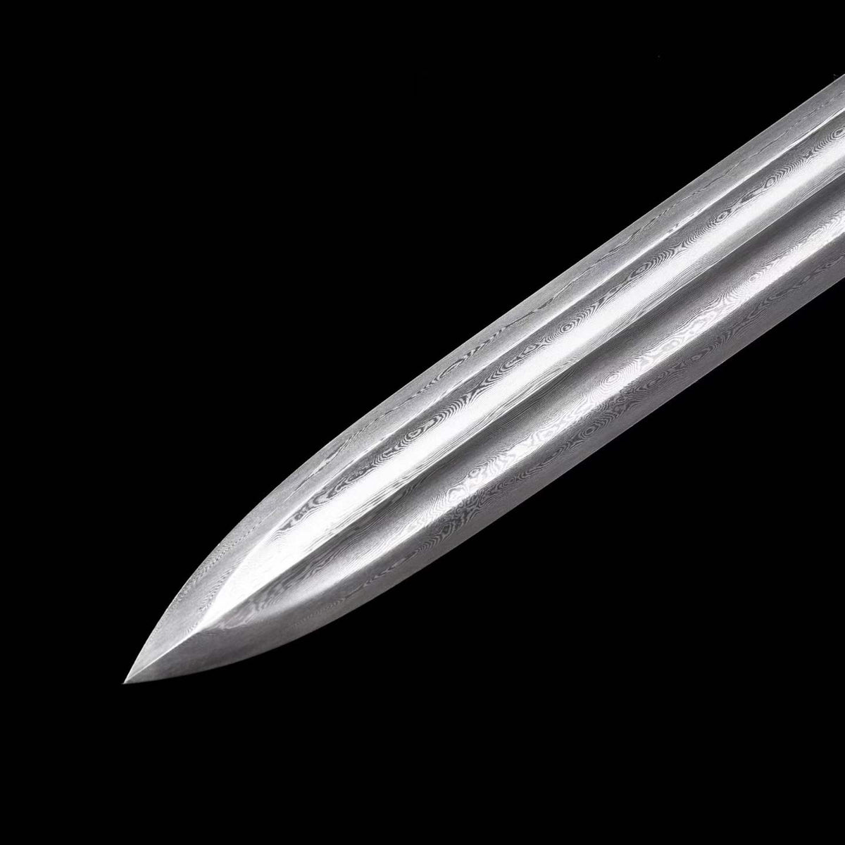 King Qin Jian, Full Tang Construction, Hand-Forged Damascus Steel Blade, Sharp Edge, Hand Polished, Brass Fittings, Premium Dragon Phoenix Hardwood Scabbard & Handle, Collectible Chinese Han Sword