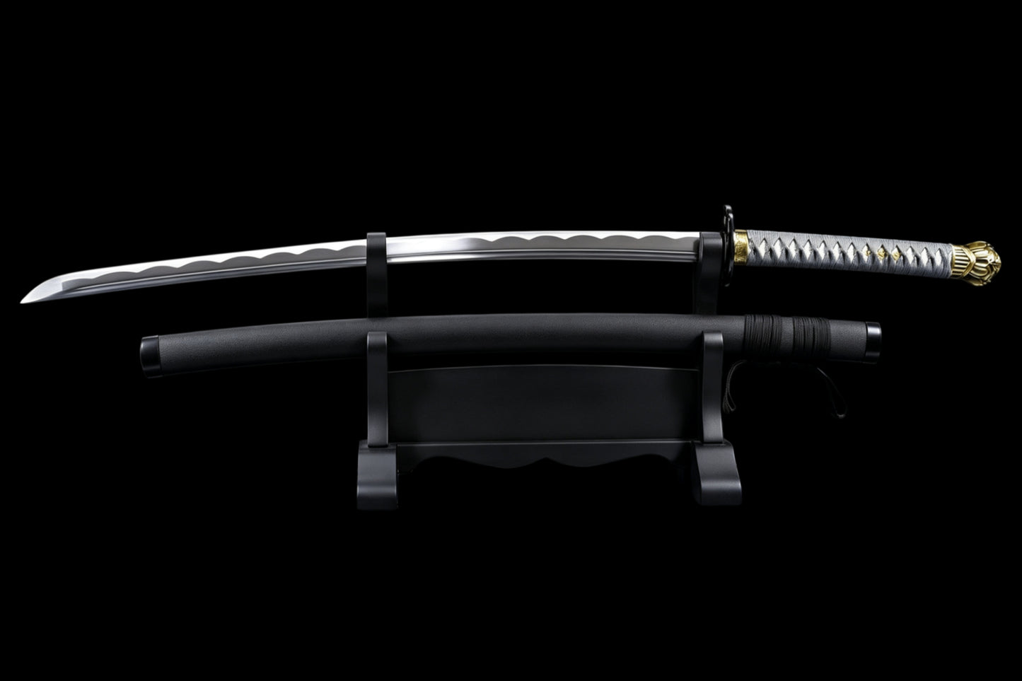 Elden Ring Moonveil Katana, Tarnished Player Legend Magic Samurai Sword, Full Tang Forged 5160 Spring Steel Sharp Blade, 106cm Full Size Solid Wood Handle Alloy Fittings Solid Wood Leather Wrapped Scabbard for Cutting Training Cosplay Collection