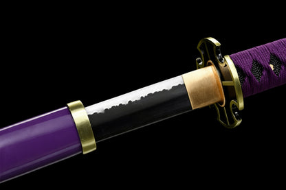 Nidai Kitetsu Katana, One Piece Roronoa Zoro Sword, Full Tang 1095 High Carbon Steel Forged Sharp Blade