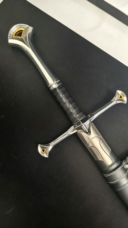 Lord of the Rings Aragorn Narsil Sword, Full Tang 65 Manganese Steel Forged Sharp Blade, High-Gloss Stainless Steel Fittings Real Sword