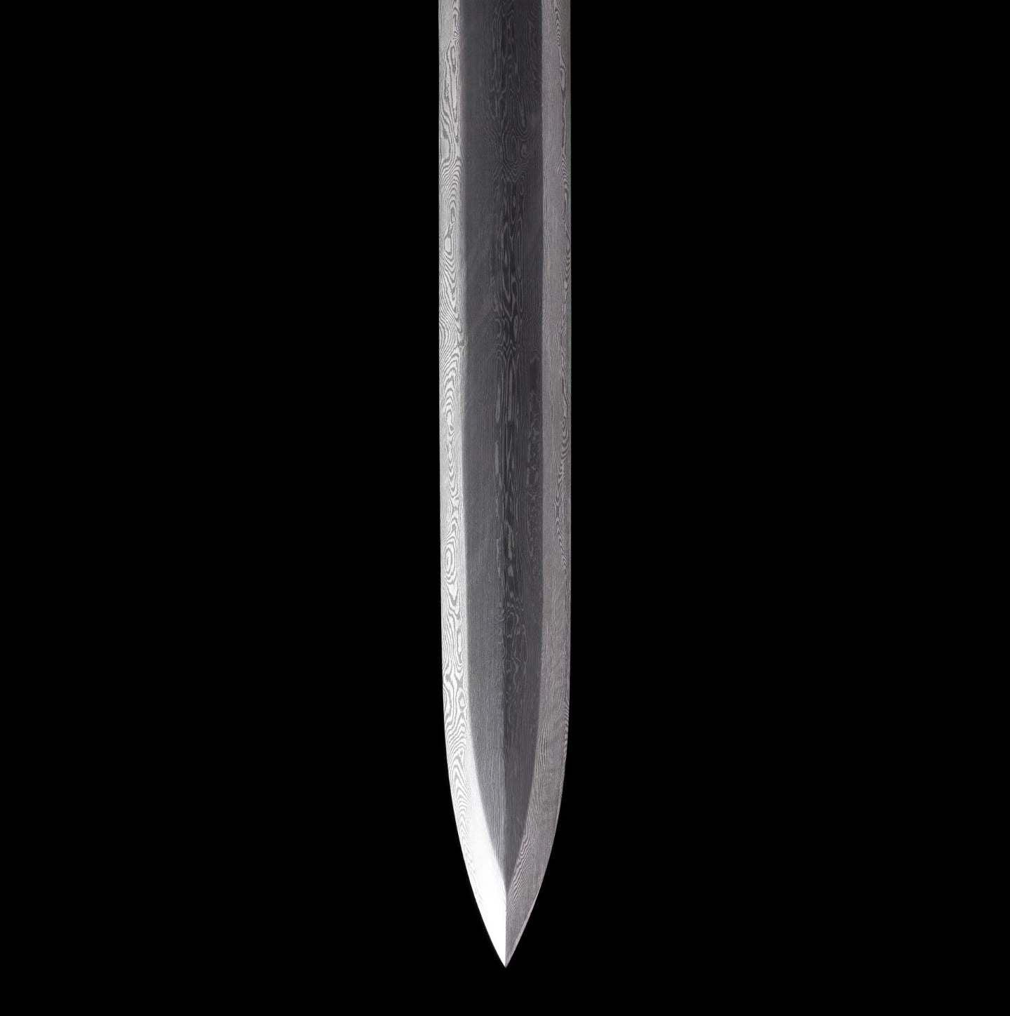 Autumn-Water Tang Sword, Full Tang Construction, Sharp Blade, Forged Damascus Steel, Brass Fittings, Premium Dragon-Phoenix Hardwood Handle And Scabbard, Ancient Chinese Heroic Replica Sword
