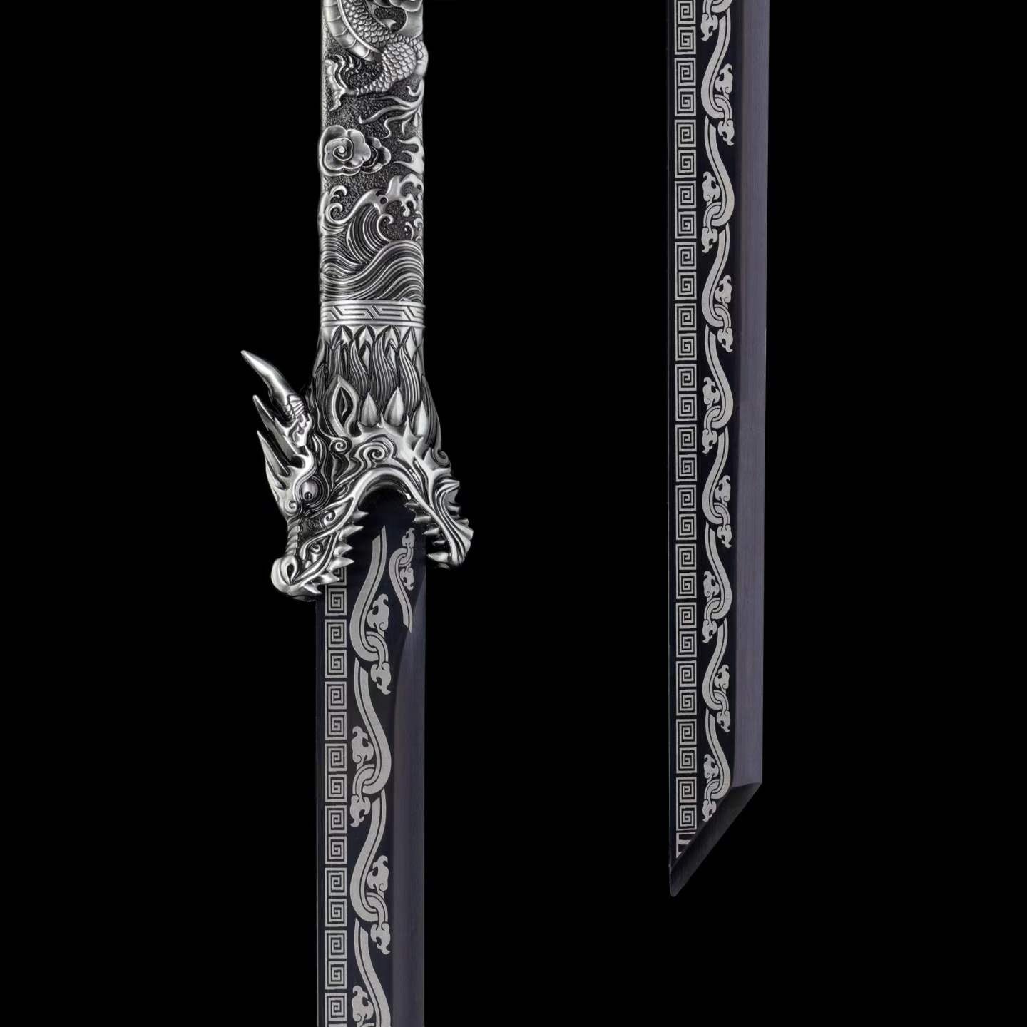 Full Tang Straight Sword Replica, High‑Manganese Steel Blade, One‑Piece Alloy Handle, Wood Artificial Leather Scabbard Historical Collectible Sword