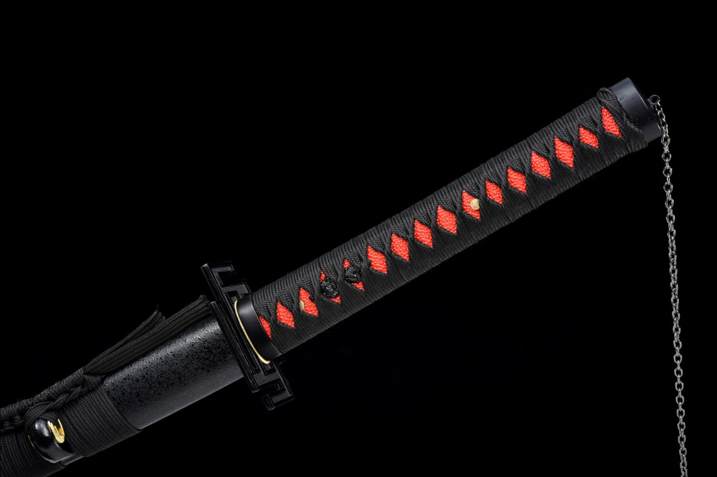 BLEACH Tensa Zangetsu Katana, Ichigo Kurosaki Replica Sword, Full Tang Forged 5160 Spring Steel Sharp Blade, All Black Samurai Sword with Solid Wood Scabbard for Collection Display