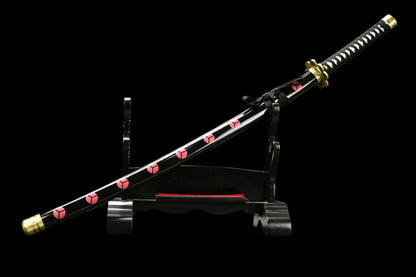 Shusui Black Blade Katana, One Piece Roronoa Zoro Sword, Full Tang 1095 High Carbon Steel Forged Sharp Blade
