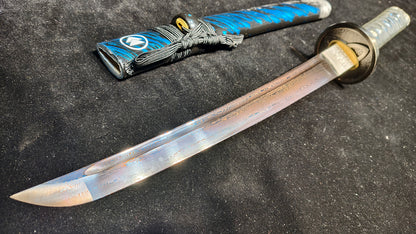 （Pattern steel quenched blue）katana,short knife