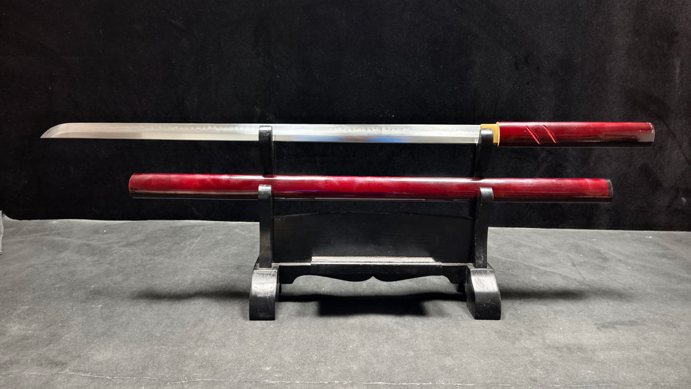 red stick（Medium carbon steel, clay-covered burnt blade）katana ，red，Ninja Sword