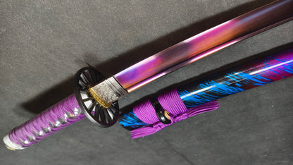 Phantom Assassin，Medium carbon steel (fire-quenched purple blade),katana ,short knife