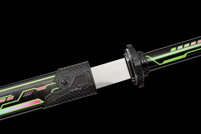 High Manganese Steel Cyberpunk Neon Combat Blade With Sharp Blade, Alloy Fittings Aluminum Scabbard Sci-Fi Collectible Ornament