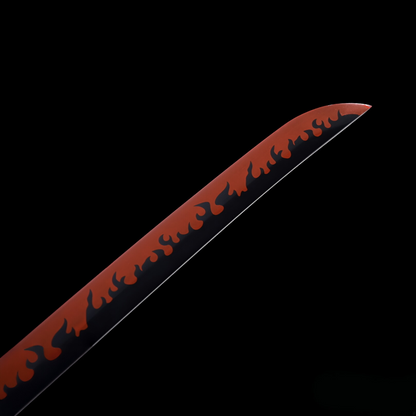 One Piece Zoro Sandai Kitetsu Katana, Full Tang Forged 5160 Spring Steel Sharp Blade Red Flame Pattern Blade, Solid Wood Scabbard Anime Replica Sword for Collection Cosplay Display