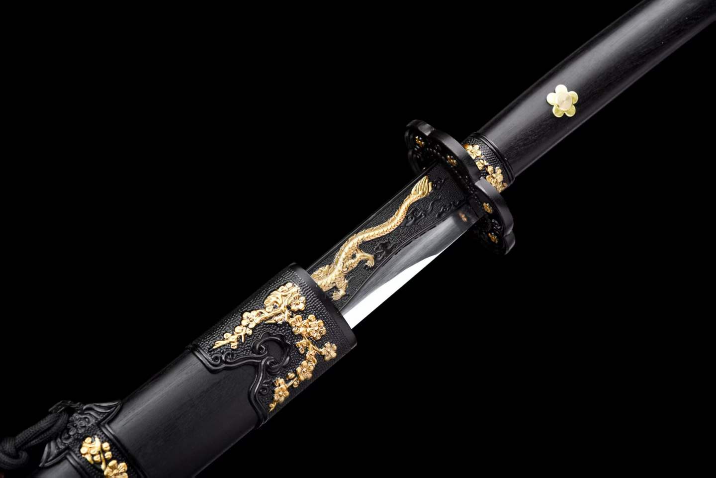Integrated Full Tang High Manganese Steel Forged Jinyiwei Saber with Dragon Pattern Blade, Collectible Display Ornament