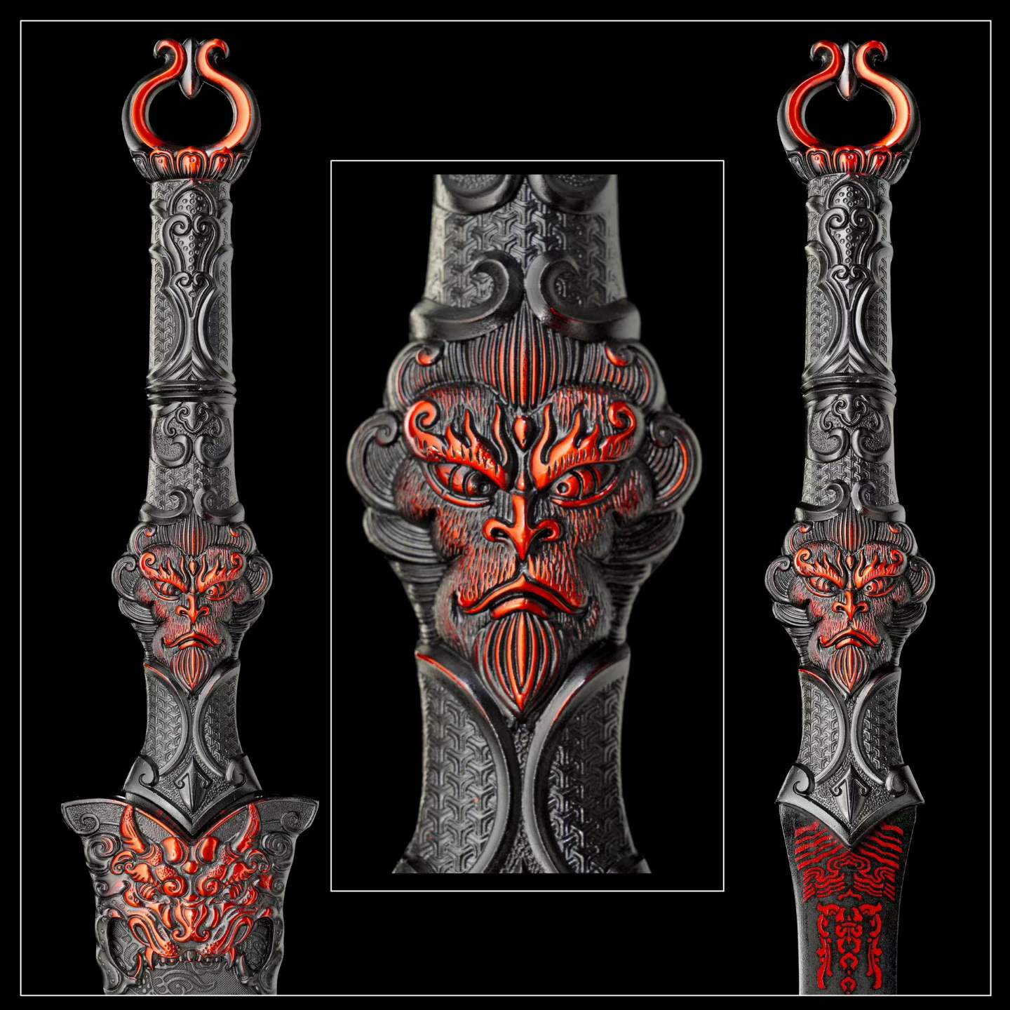 Full Tang Return of The Great Sage Sword Replica Inspired by Black Myth, High‑Manganese Steel Blade, One‑Piece Alloy Handle, Wood Artificial Leather Scabbard Collectible Sword