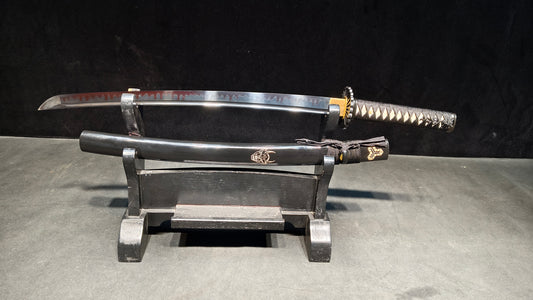 Black blade magic knife（T10 covers the soil and burns the blade to form ripples, quenched black）katana